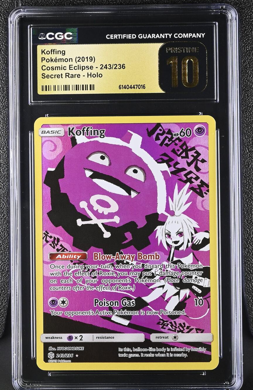 CGC 10 PRISTINE Koffing 243/236 Pokémon 2019 Cosmic Eclipse Secret Rare Graded